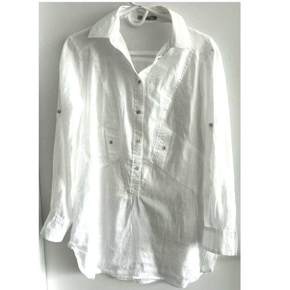 Linea Domani White Blouse Sz S